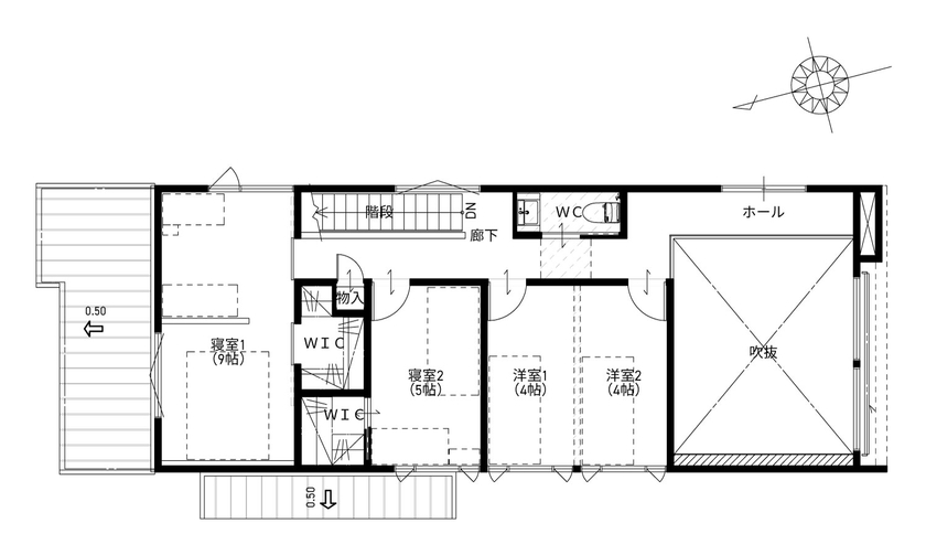 タイコーアーキテクト 【4919万円/間取り図有/2階建て/車2台駐車可能/40坪台】モダンなインテリアに囲まれて趣味を楽しむ家の間取り図（3LDK）2階