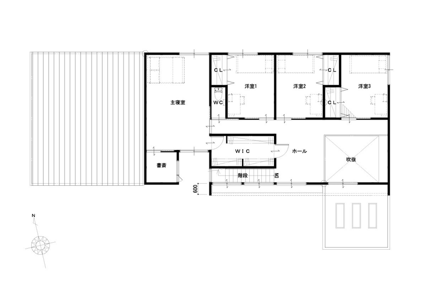 タイコーアーキテクト 【4925万円/間取り図あり/70坪台】2台駐車可能！日当たり＆開放感抜群のビルトインガレージハウスの間取り図（4LDK）2階