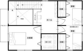 綿半林業 【1000万円台/ひのき】リモートワークにも最適！木と本の匂い漂う「昭和レトロを感じる家」の間取り図（4LDK）2階