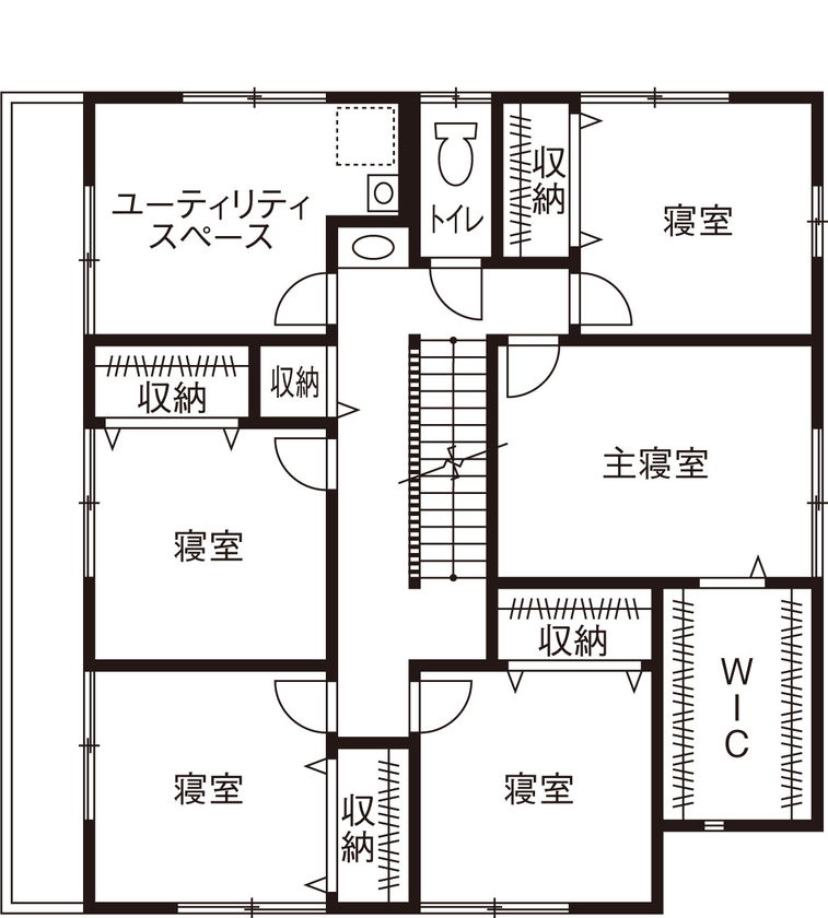 綿半林業 【2000万円台/30畳LDK/ペット】6人家族のこれからを考えた子育てを見守る木の家の間取り図（5LDK+小屋裏収納）2階
