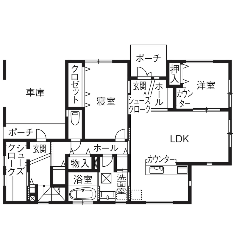 太平建設 【完全分離二世帯住宅/57坪/間取り図】収納充実ですっきり親子3世帯が広々暮らせる住まいの間取り図（5K以上）１階