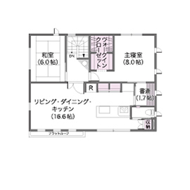 ウィザースホーム 【店舗併用/2000万円台/40坪台/間取り図有】長年の夢だった憧れのカフェ経営を叶えた店舗併用住宅の間取り図（3LDK+店舗）2階
