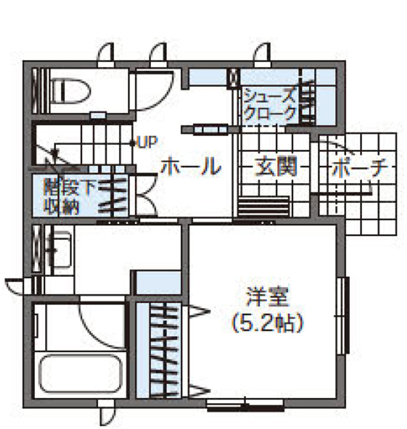 ウィザースホーム 【2000万円台/敷地面積19.2坪/間取り図有】収納も家事動線も想像以上。アイデアいっぱいの都市型3階建住宅の間取り図（3LDK）1階