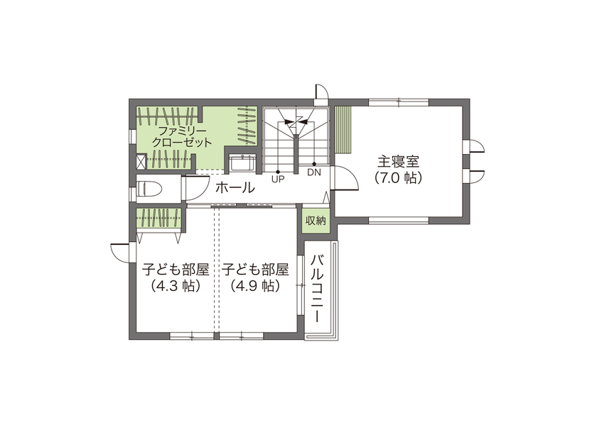 ウィザースホーム 【3000万円台/狭小/敷地面積24.1坪/間取り図有】スカイラウンジ（屋上）と広々LDKを叶えた都市型3階建住宅の間取り図（4LDK）3階