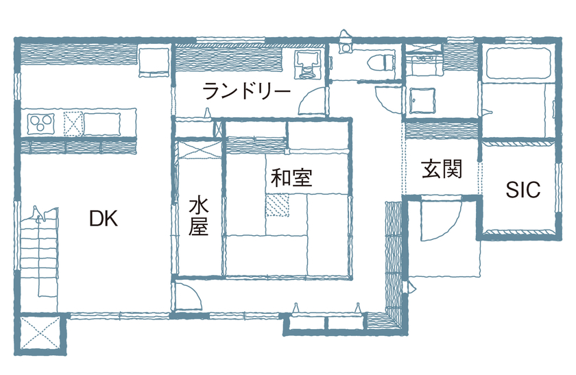 ウィザースホーム 【3800万円台/40坪台/間取り図有】ご夫妻のこだわりや趣味をたっぷりと詰め込んだ和洋折衷の住まいの間取り図（3LDK）1階