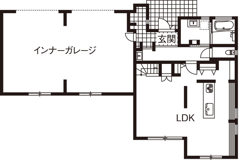 ウィザースホーム 【3000万円台/50坪台/間取り図有】家族と愛車が至福の時を過ごすガレージハウスの間取り図（3LDK）1階