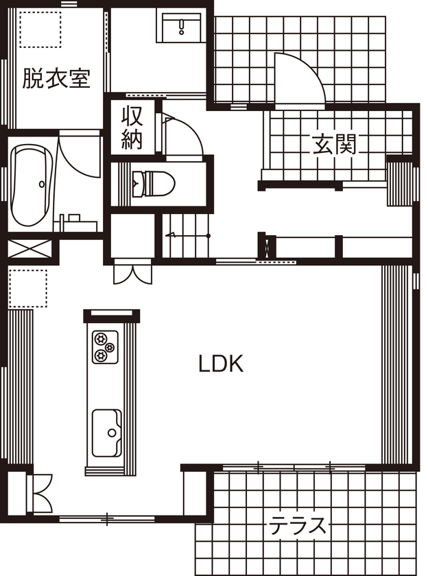 ウィザースホーム 【2300万円台/30坪台/間取り図有】リモートワークも快適な全館空調の家の間取り図（3LDK）1階