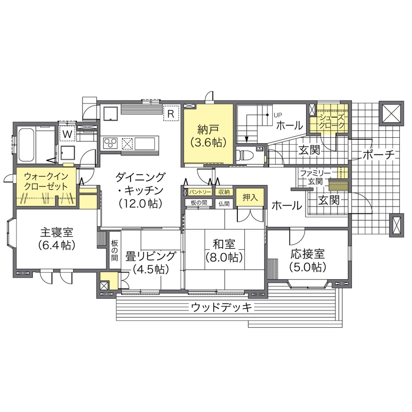 ウィザースホーム 【3000万円～3499万円／二世帯／収納充実／間取図有】両世帯それぞれの個性と暮らし方を尊重した二世帯住宅の間取り図（3LDK+3LDK+ロフト）1階