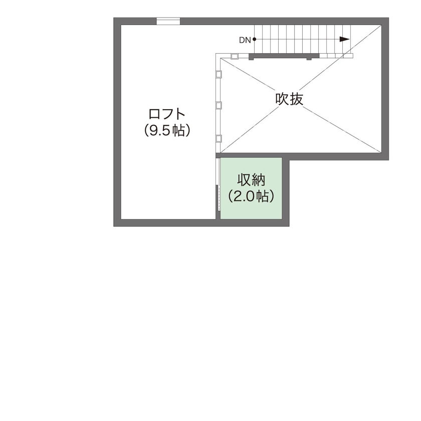 ウィザースホーム 【2500万円～2999万円／2階リビング／家事動線／間取図有】とにかく広く開放的に。子どもとの時間を満喫！の間取り図（4LDK+WIC+ロフト）ロフト