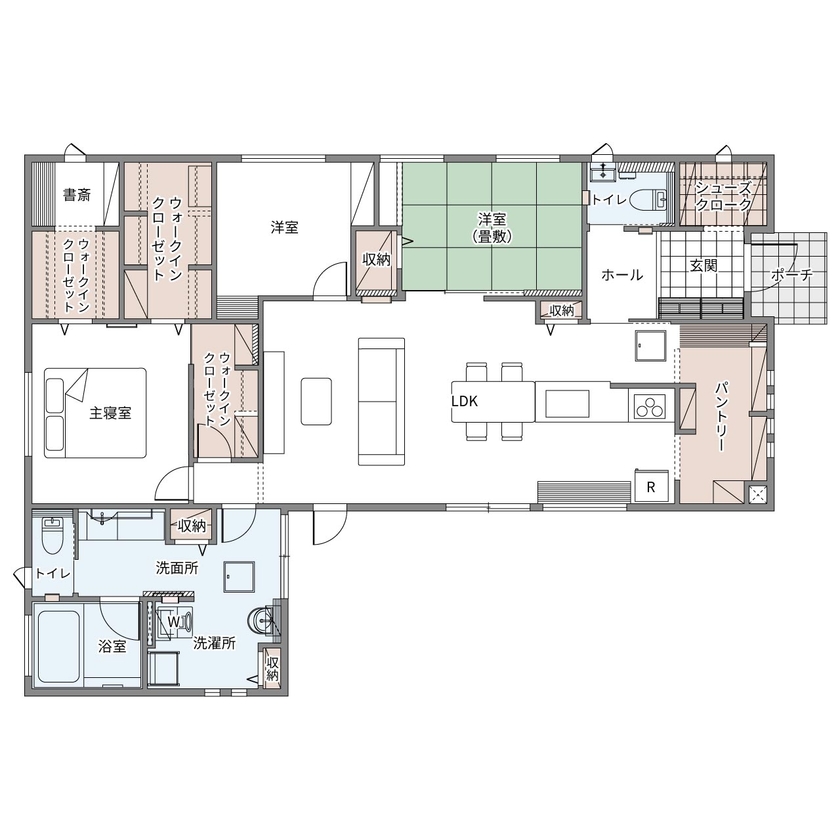 ウィザースホーム 【2500万円～2599万円／平屋／ペット／間取図有】お世話＆きれいな家を維持。愛犬愛いっぱいの住まいの間取り図（3LDK）1階