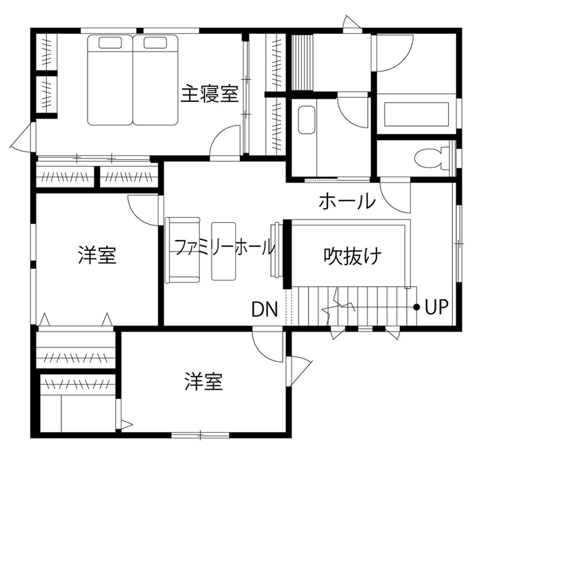 ウィザースホーム 【2500万円～2999万円／土間リビング／テラス／間取図有】アメリカ暮らしのエッセンスが薫る住まいの間取り図（3LDK）2階