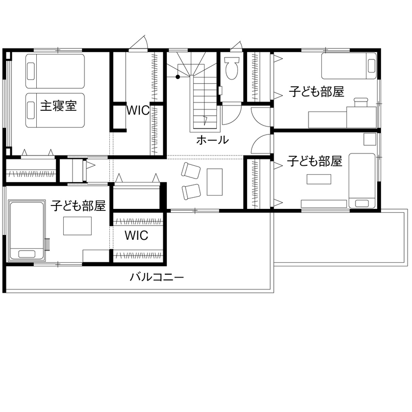 ウィザースホーム 【3200万円台／収納充実／家事がラク／間取図有】家族がお互いを感じ、会話や笑顔が自然に生まれる住まい の間取り図（5K以上）2階