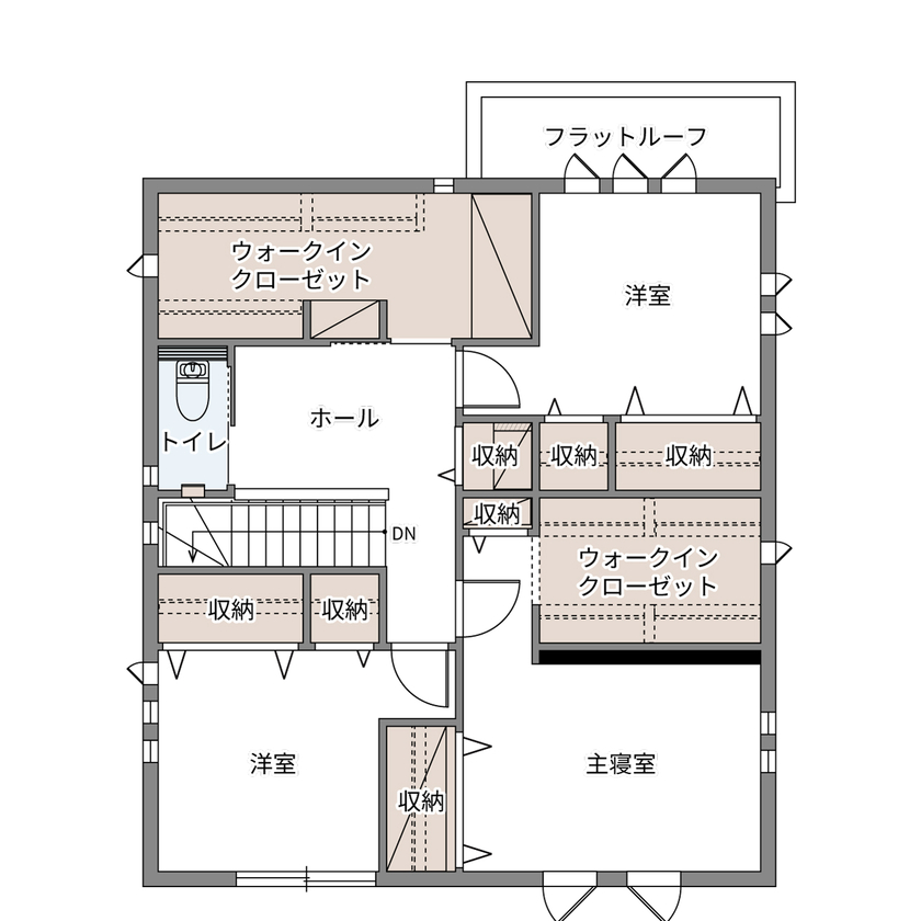 ウィザースホーム 【2400万円／収納充実／間取図】災害時に備え防災レジプラグ採用。カフェ風インテリアにもこだわった住まいの間取り図（3LDK+WIC+SC）2階