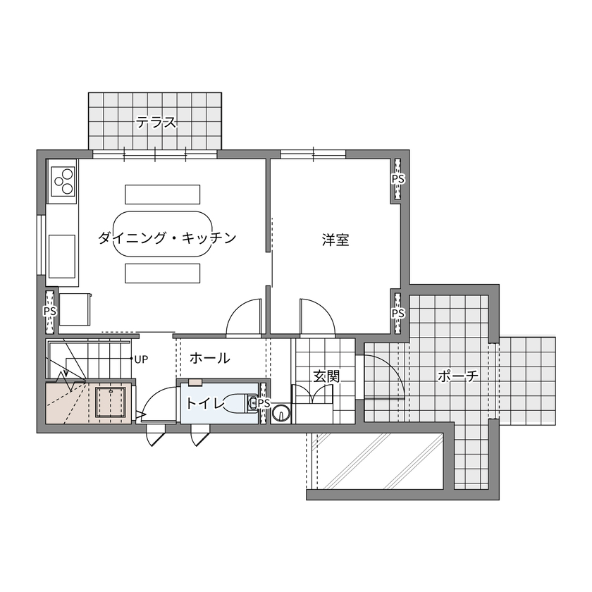 ウィザースホーム 【3000万円／ペット／リゾート／間取図】オーシャンビューを心ゆくまで楽しむ、海辺のセカンドハウスの間取り図（3LDK+屋上）1階