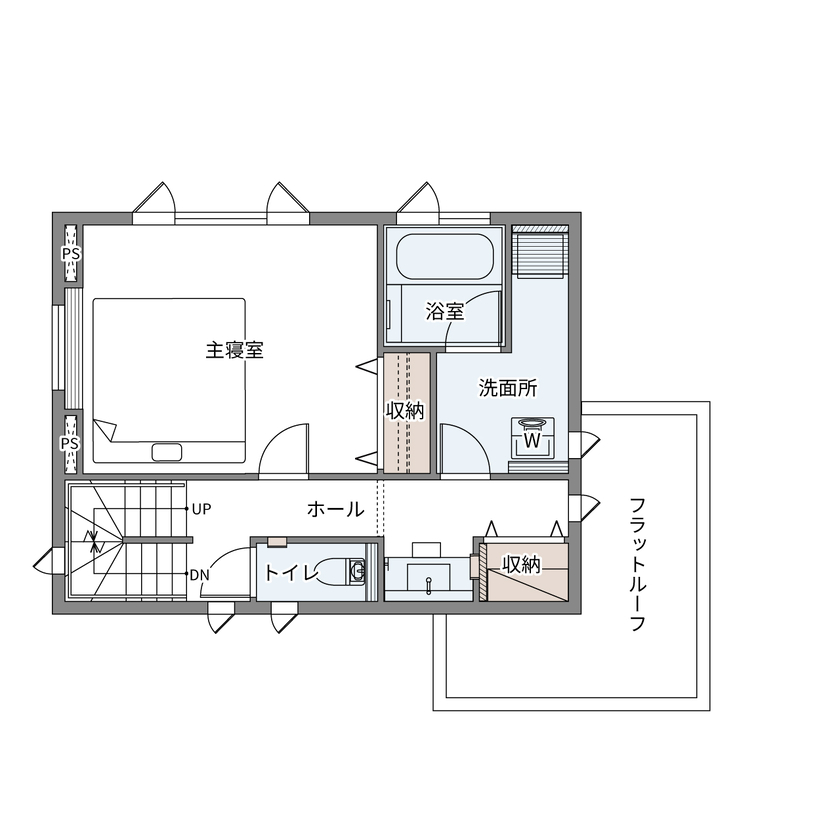 ウィザースホーム 【3000万円／ペット／リゾート／間取図】オーシャンビューを心ゆくまで楽しむ、海辺のセカンドハウスの間取り図（3LDK+屋上）2階