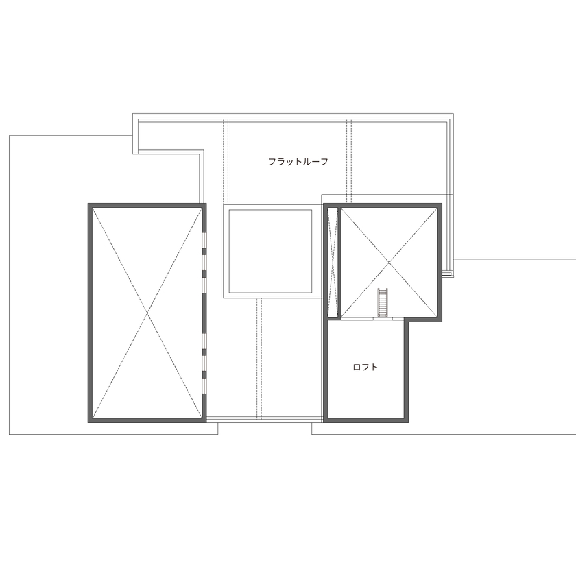 ウィザースホーム 【5600万円／平屋／中庭／間取図】中庭テラスが彩る、大空間の平屋。開放的なプライベート空間にくつろぐの間取り図（4LDK+多目的ホール）ロフト