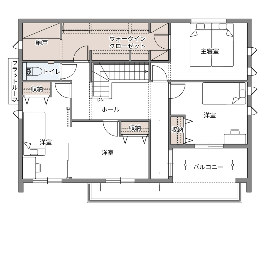 ウィザースホーム 【3000万円／収納充実／家事動線／間取図】収納＆回遊動線が使いやすい、家族がのびのび暮らせる住まいの間取り図（4LDK+納戸+WIC+SC）2階