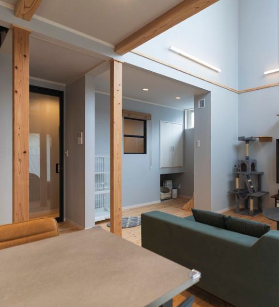 高勝の家 【仙台市｜吹き抜け｜ペット共生】愛猫が吹き抜けを行き来して遊ぶ、スケルトンを活かした光あふれる家の建築実例画像6