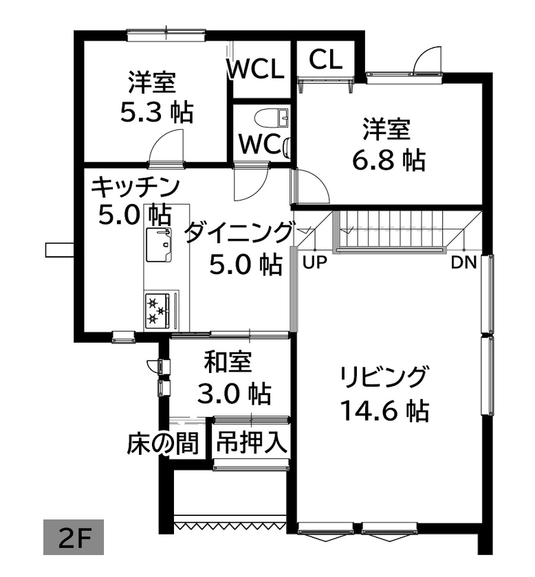 ジョイフルホーム 【札幌市/2000～2500万円/バイク/2階リビング】札幌市内で叶えたビルトインガレージハウスの間取り図（4LDK）２階