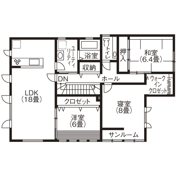 藤和建業（パナソニックビルダーズグループ） 【札幌市/4人家族(両親+夫婦)/2LDK＋3LDK間取図】お互いに気兼ねなく暮らせる　玄関共用の快適な二世帯住宅の間取り図（2ＬＤＫ＋3ＬＤＫ）2階