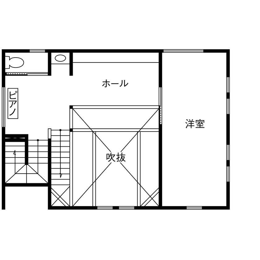 八幡 【東京ゼロエミ水準3/2800万円台/30坪/間取り図/太陽光発電】構造からこだわった統一感ある上品な注文住宅の間取り図（2LDK）2階