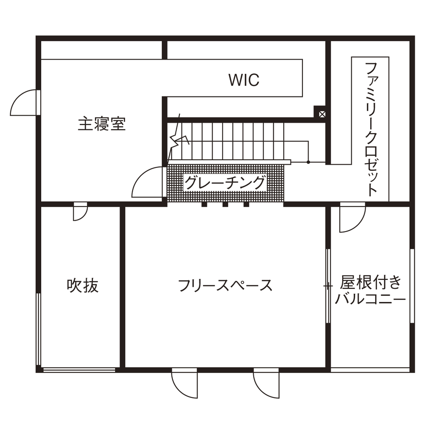 八幡 【ZEH仕様住宅／2800万円台／30坪台／間取り図】デザインと機能性を兼ね備えた家でお洒落&快適に暮らす！の間取り図（1LDK+フリースペース）2階
