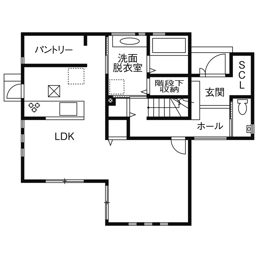タマホーム 【1700万円台/110.95平米/間取り図あり】暮らし易くシンプルな家を希望  豊富な収納と家事動線に配慮した家の間取り図（3LDK）1階