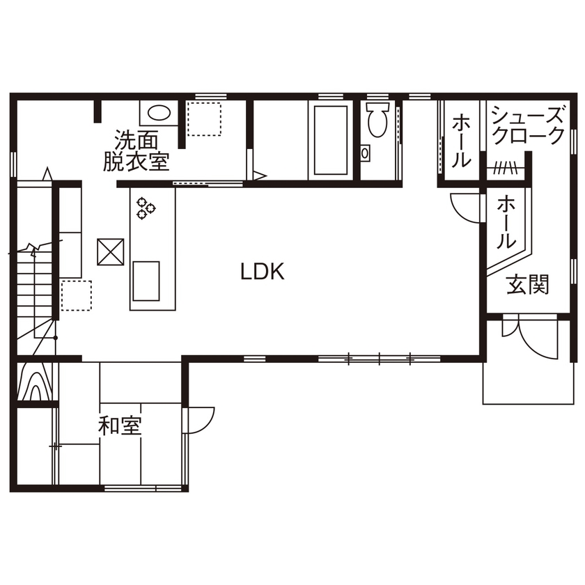 タマホーム 【2000万円台/122.55平米/間取り有り】自由設計や標準仕様の充実に納得。冬も快適なぬくもりにあふれた家の間取り図（4LDK）1階