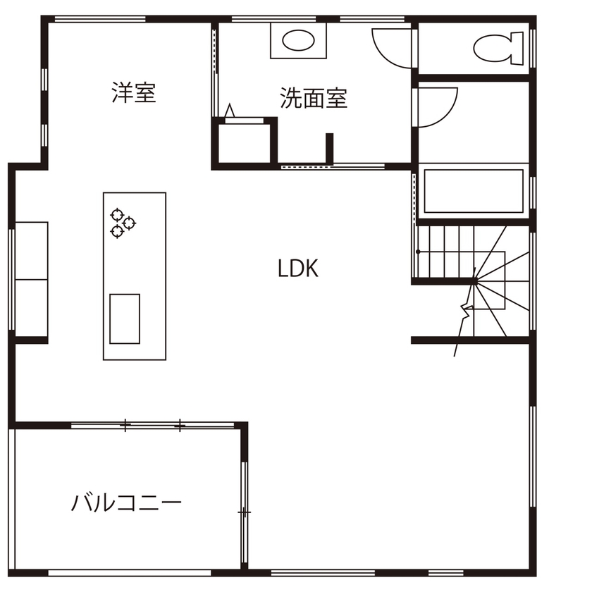 タマホーム 【2000万円台/122.34平米/間取り図あり】上質なデザインと家事ラクを両立。開放感いっぱいの2階LDKの家の間取り図（4LDK）2階