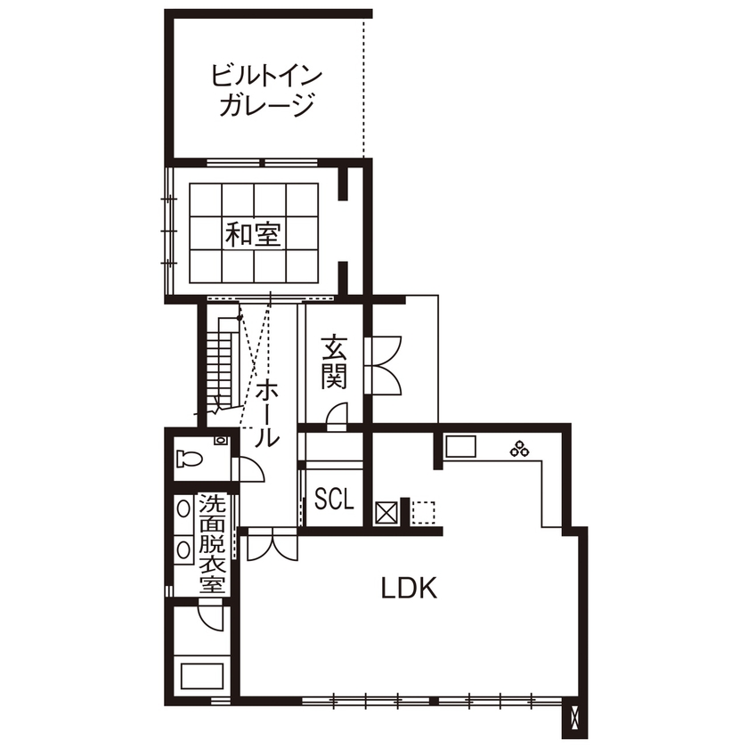 タマホーム 【4000万円台/251.73平米/間取り有】夢だったビルトインガレージを実現。ゆとりある生活に心が満たされる家の間取り図（4LDK）1階