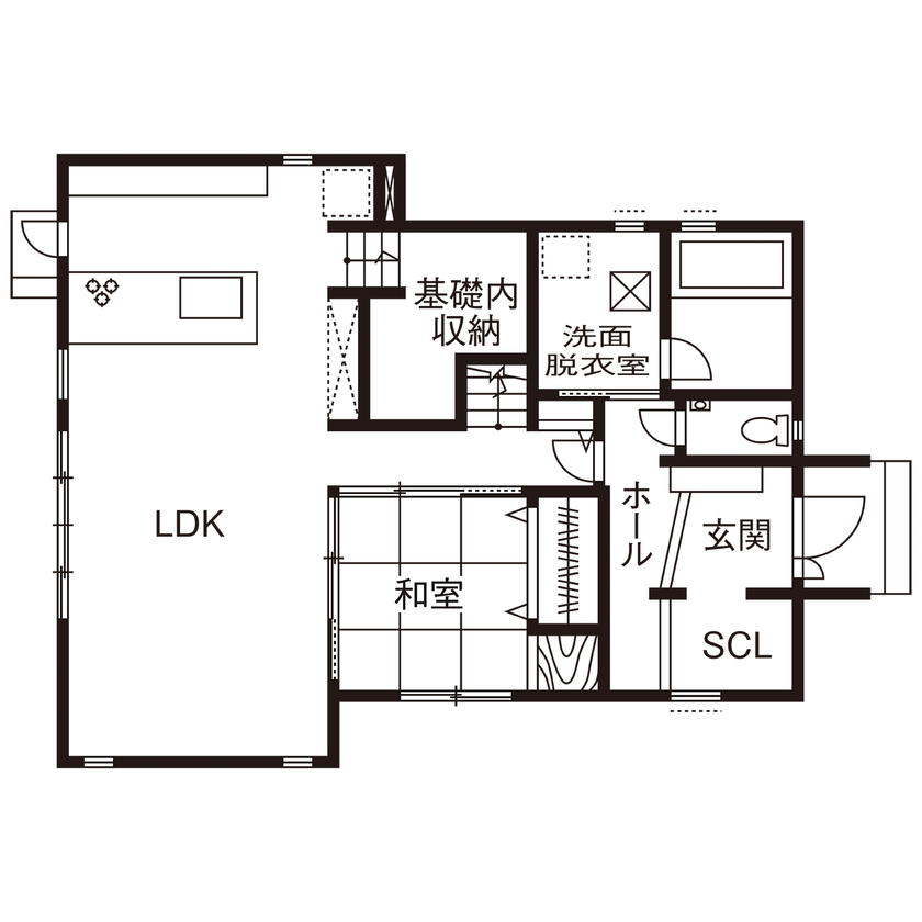 タマホーム 【2000万円台/134.14平米/間取り図有】子育てが楽しいゆとりある暮らし　家族みんなが笑顔で過ごせる家の間取り図（3LDK）1階