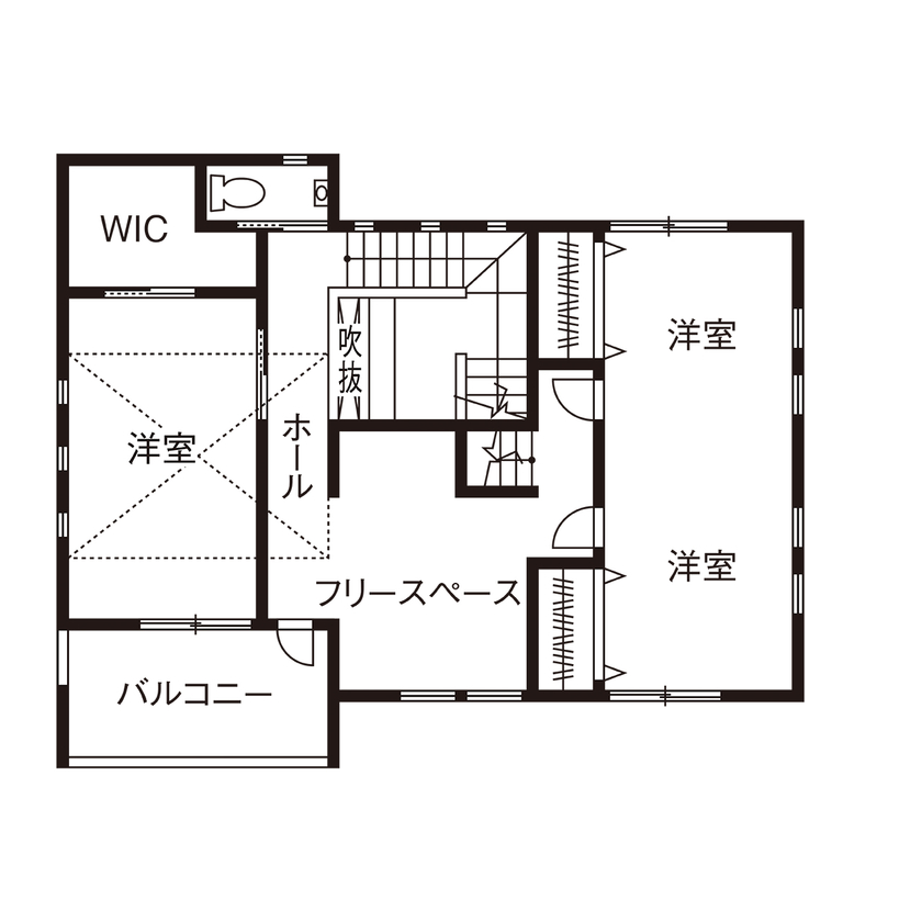 タマホーム 【2000万円台/134.14平米/間取り図有】子育てが楽しいゆとりある暮らし　家族みんなが笑顔で過ごせる家の間取り図（3LDK）2階