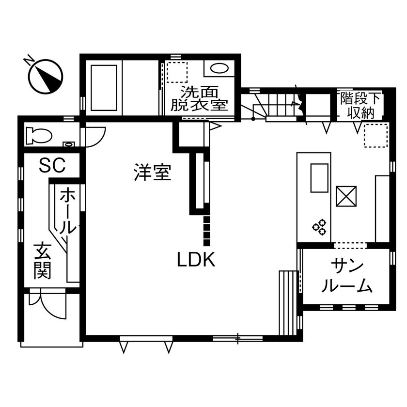 タマホーム 【2000万円台/131.66平米/間取り図有】家事と子育てを考えた動線を実現 価格以上の価値を感じる家に大満足の間取り図（4LDK）1階