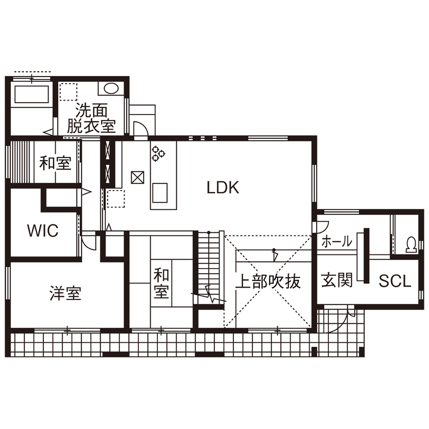 タマホーム 【3000万円台/177.20平米/間取り図有】家族６人が暮らせる家を予算内で。大空間でも一年中快適に過ごせる家の間取り図（7LDK）1階