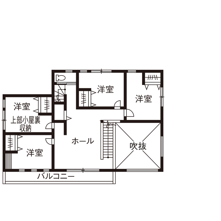 タマホーム 【3000万円台/177.20平米/間取り図有】家族６人が暮らせる家を予算内で。大空間でも一年中快適に過ごせる家の間取り図（7LDK）2階