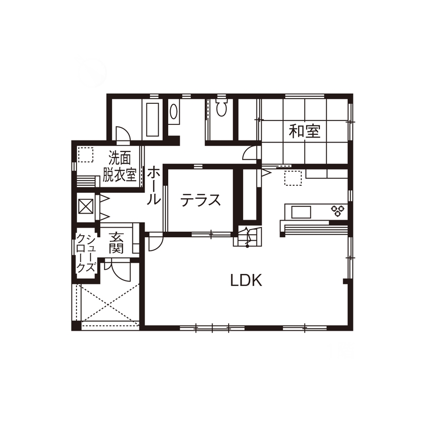 タマホーム 【2000万円台/139.94平米/間取り有】静かな生活＆光熱費の削減に満足。家族一緒におうち時間を楽しむ家の間取り図（4LDK）1階