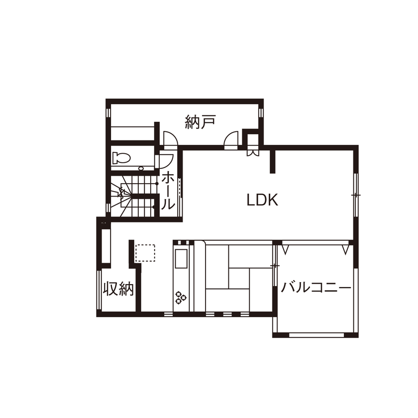 タマホーム 【3000万円台/146.98平米/間取り図有】空とつながるバルコニーが自慢。回遊動線で家事ラク＆子育ての家の間取り図（4LDK）2階