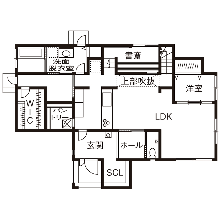 タマホーム 【148.22平米/間取り図有】家事をラクにする動線や収納を重視。モデルハウスを参考にした理想の住まいの間取り図（5LDK）1階