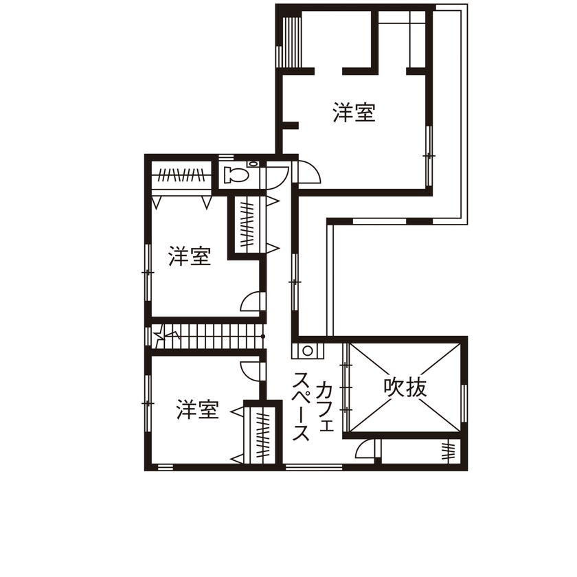 タマホーム 【3000万円台/178.44平米/間取り図有】妥協することなく理想の家を追求。趣味も楽しめる上質＆機能的な家の間取り図（4LDK）2階