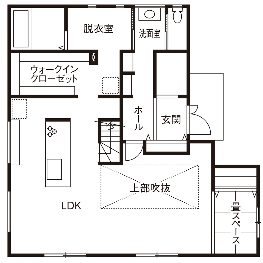 タマホーム 【2000万円台/139.54平米/間取り図有】心地よさと暮らしやすさを両立したナチュラルテイストの美しい住まいの間取り図（5LDK）1階