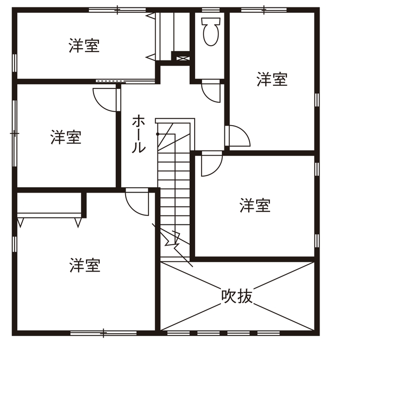 タマホーム 【2000万円台/139.54平米/間取り図有】心地よさと暮らしやすさを両立したナチュラルテイストの美しい住まいの間取り図（5LDK）2階