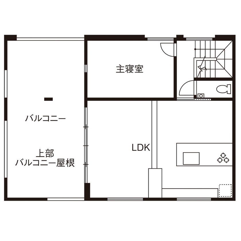 タマホーム 【3000万円台/117.99平米/間取り図有】夢を叶えたバイクガレージハウス。メンテナンスも楽しい最高の休日の間取り図（2LDK）2階