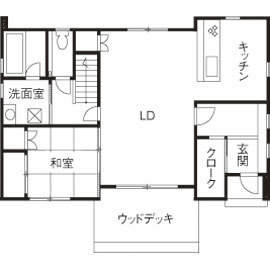 彩ハウス 【1900万円台】決め手は人柄とカッコよさ。モデルハウスで体感した自然素材を反映したインナーバルコニーのある住まいの間取り図（4LDK）1階