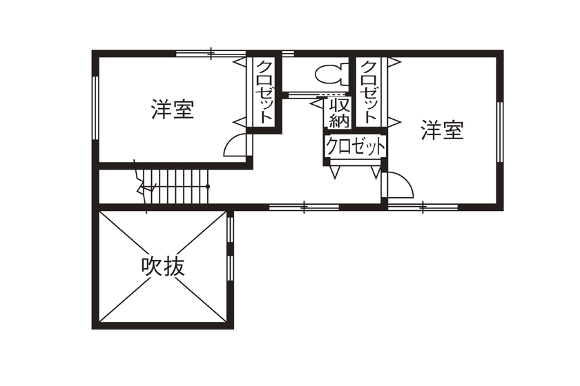 丸良木材・パナソニックビルダーズグループ 【和歌山県/3000万円台/車2台/間取り有】耐震等級3。安心の平屋風2階建て。のびのび遊べるつながりの家の間取り図（4LDK＋WIC＋坪庭）2階