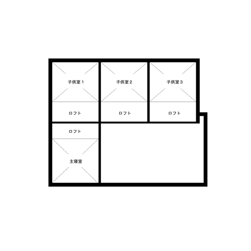 タケイ シアタールームにスタディコーナー、ロフトなど　遊び心溢れる吹き抜けのあるお家の間取り図（5K以上）ロフト