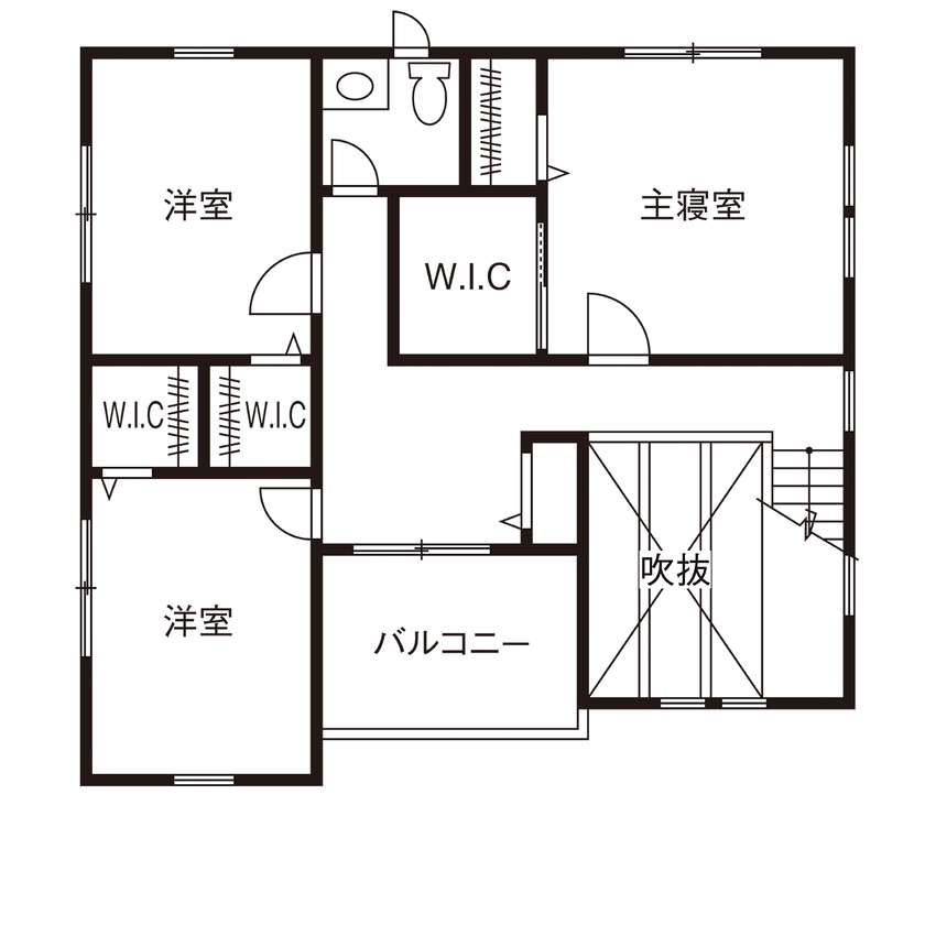 ブリリアントホーム 【2500～2999万円/ビルトインガレージ/間取り図】サーフィン好きの夫婦が建てたお洒落なアメリカンハウスの間取り図（4LDK）2階