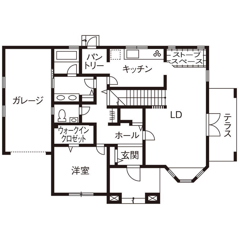 ブリリアントホーム 【3000万円台/間取り図/ビルトインガレージ】クイーン・アン様式のエレガントな外観 優雅な時間が流れる家の間取り図（4LDK）1階
