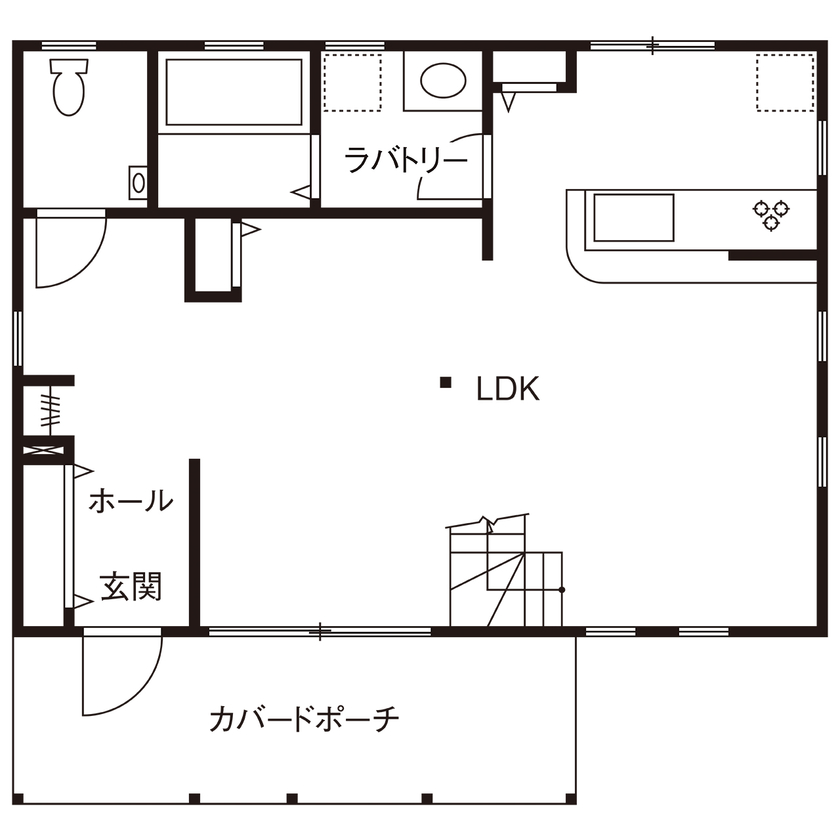 ブリリアントホーム 【2000万円台/30坪台/間取り図】古き良き50年代のアメリカに憧れ夢を叶えた理想のアメリカンハウスの間取り図（2LDK）1階