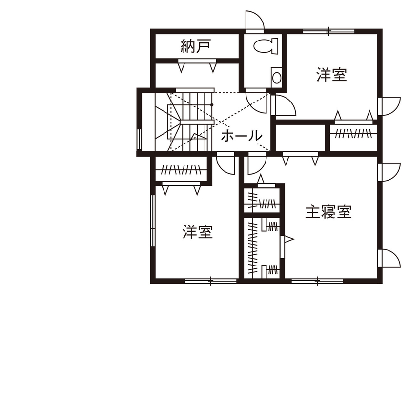 ブリリアントホーム 【3000万円台/40坪台/間取り図/吹き抜け】コンテンポラリーなエッセンスを加えたスタイリッシュで美しい家の間取り図（4LDK）2階