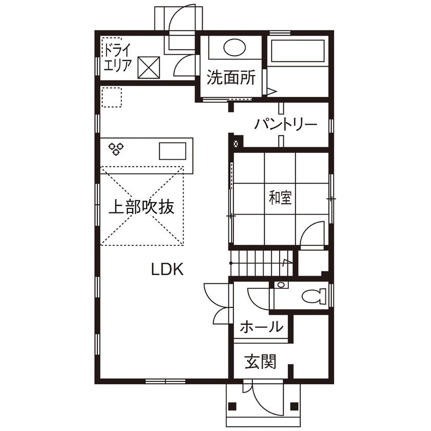 ブリリアントホーム レンガにこだわった、ジョージアンスタイルの美しく味わいのある外観デザインが目を引く家（間取り図有り）の間取り図（4LDK）1階